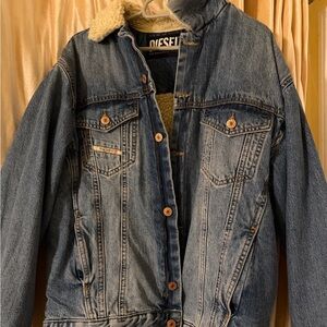 Diesel Classic Blue Jean Jacket with Cream Sherpa
